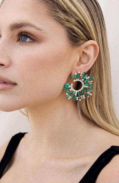 Shop Ettika Crystal Frontal Hoop Earrings In Green