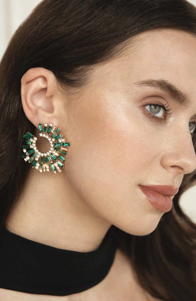 Shop Ettika Crystal Frontal Hoop Earrings In Green