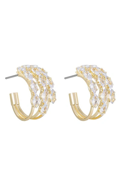 Ettika Crystal Huggie Hoop Earrings In Gold