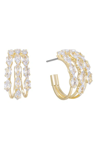 Ettika Crystal Huggie Hoop Earrings In Gold