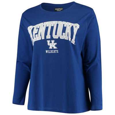 Shop Profile Royal Kentucky Wildcats Plus Size Logo Long Sleeve T-shirt