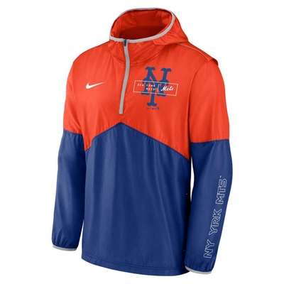 Shop Nike Orange/royal New York Mets Overview Half-zip Hoodie Jacket