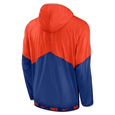 Shop Nike Orange/royal New York Mets Overview Half-zip Hoodie Jacket
