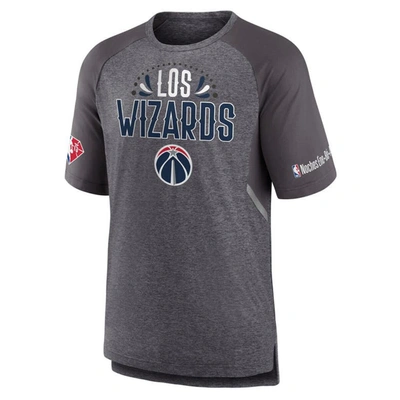 Shop Fanatics Branded Heathered Gray Washington Wizards 2022 Noches Ene-be-a Core Shooting Raglan T-shirt In Heather Gray