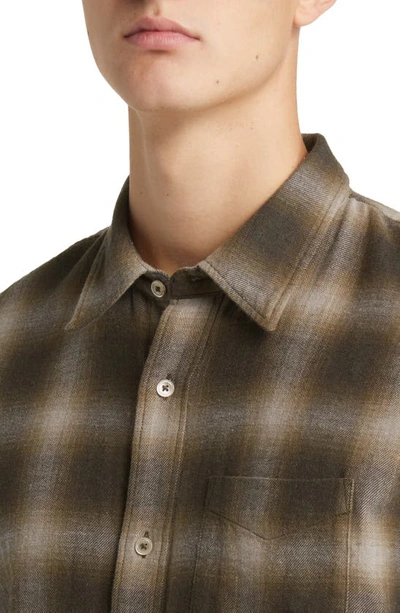 Shop Buck Mason Pacific Twill Plaid One Pocket Button-up Shirt In Dark Olive Ranger Shadow Plaid