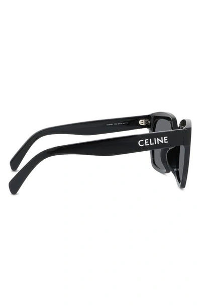 Shop Celine 56mm Cat Eye Sunglasses In Shiny Black / Smoke