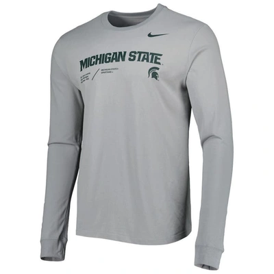 Shop Nike Gray Michigan State Spartans Team Practice Performance Long Sleeve T-shirt