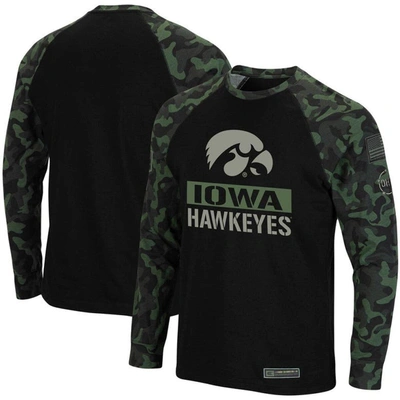 Shop Colosseum Black/camo Iowa Hawkeyes Oht Military Appreciation Big & Tall Raglan Long Sleeve T-shirt