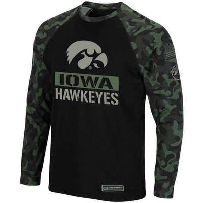 Shop Colosseum Black/camo Iowa Hawkeyes Oht Military Appreciation Big & Tall Raglan Long Sleeve T-shirt