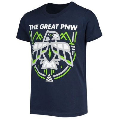 Shop The Great Pnw Youth  College Navy Seattle Seahawks Hawk T-shirt