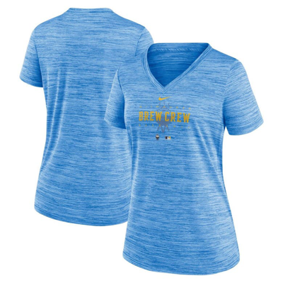 Shop Nike Powder Blue Milwaukee Brewers City Connect Velocity Practice Performance V-neck T-shirt