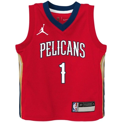 Shop Jordan Brand Toddler  Zion Williamson Red New Orleans Pelicans 2020/21 Jersey