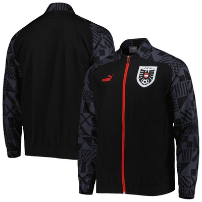 Shop Puma Black Austria National Team Pre-match Raglan Full-zip Training Jacket