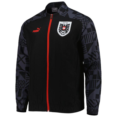 Shop Puma Black Austria National Team Pre-match Raglan Full-zip Training Jacket