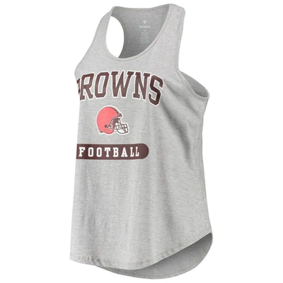 Shop Profile Cleveland Browns Heathered Gray Plus Size Team Racerback Tank Top In Heather Gray