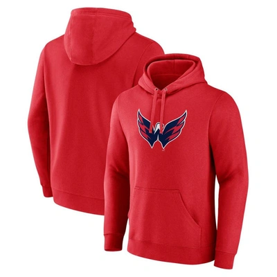 Shop Fanatics Branded Red Washington Capitals Primary Logo Pullover Hoodie