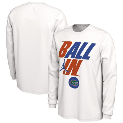 Shop Jordan Brand White Florida Gators Ball In Bench Long Sleeve T-shirt