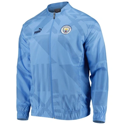 Shop Puma Light Blue Manchester City Pre-match Raglan Full-zip Training Jacket
