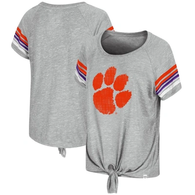 Shop Colosseum Heathered Gray Clemson Tigers Boo You Knotted Raglan T-shirt In Heather Gray