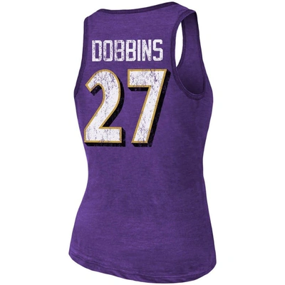 Shop Majestic Threads J.k. Dobbins Heathered Purple Baltimore Ravens Name & Number Tri-blend Tank Top