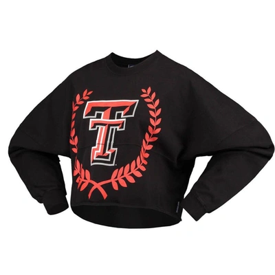 Shop Spirit Jersey Black Texas Tech Red Raiders Laurels Crop Long Sleeve T-shirt