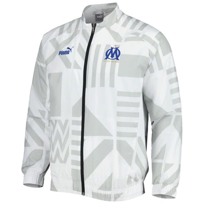 Shop Puma White Olympique Marseille Pre-match Raglan Full-zip Training Jacket
