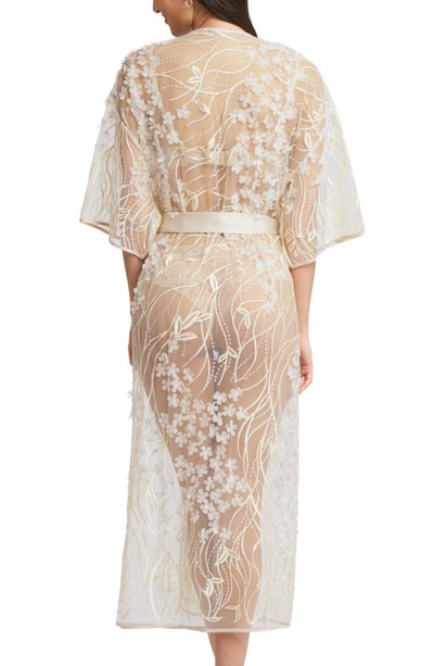 Shop Rya Collection Kiss Flower Appliqué Robe In Champagne