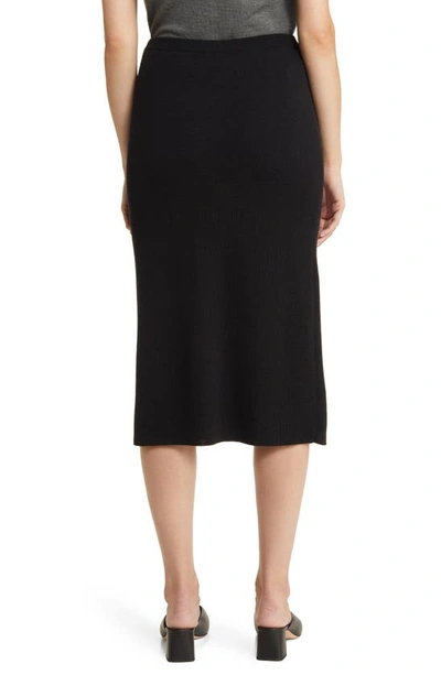 Shop Eileen Fisher Merino Wool Midi Skirt In Black