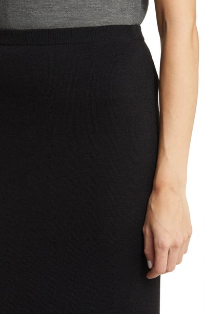 Shop Eileen Fisher Merino Wool Midi Skirt In Black
