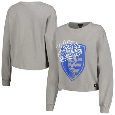 Shop The Wild Collective Gray San Jose Earthquakes Cropped Long Sleeve T-shirt