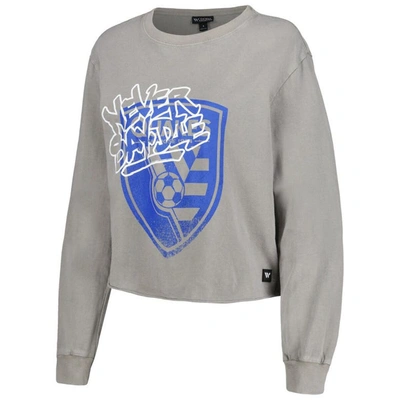 Shop The Wild Collective Gray San Jose Earthquakes Cropped Long Sleeve T-shirt