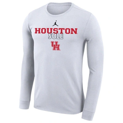 Shop Jordan Brand White Houston Cougars 2023 On Court Bench Long Sleeve T-shirt