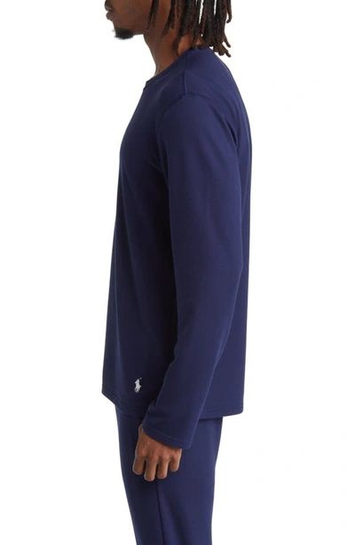Shop Polo Ralph Lauren Long Sleeve Pajama T-shirt In Cruise Navy