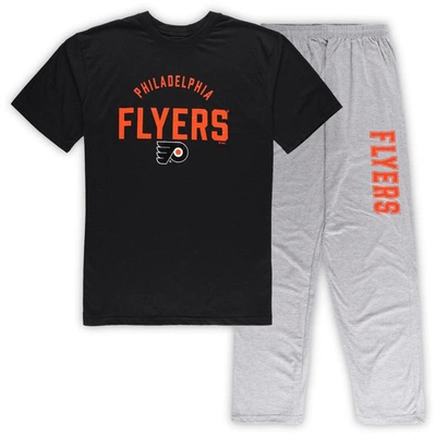 Shop Profile Philadelphia Flyers Black/heather Gray Big & Tall T-shirt & Pants Lounge Set
