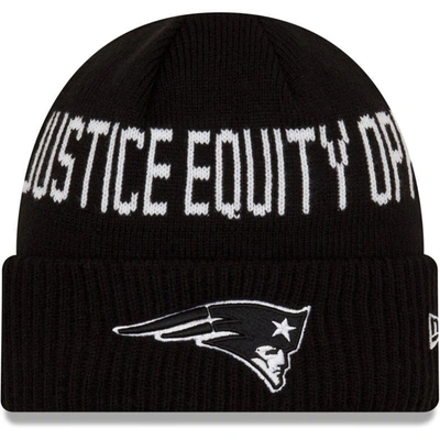 Shop New Era Youth  Black New England Patriots Social Justice Cuffed Knit Hat