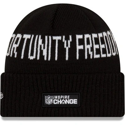 Shop New Era Youth  Black New England Patriots Social Justice Cuffed Knit Hat