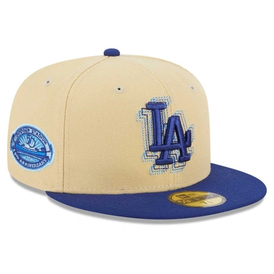 Shop New Era Cream/royal Los Angeles Dodgers Illusion 59fifty Fitted Hat