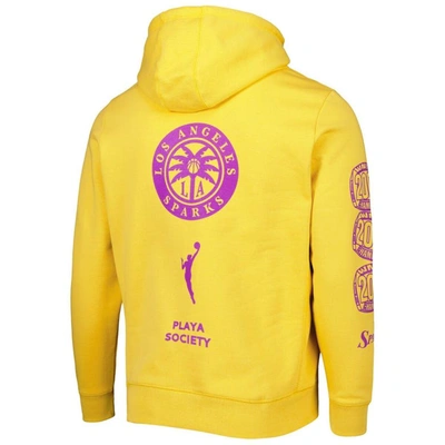 Shop Playa Society Gold Los Angeles Sparks Legacy Logo Pullover Hoodie