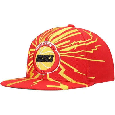 Shop Mitchell & Ness Red Houston Rockets Hardwood Classics Earthquake Snapback Hat