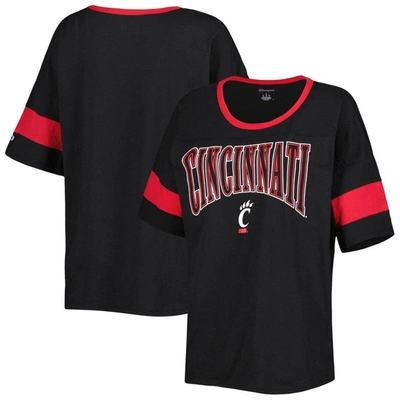 Shop Champion Black Cincinnati Bearcats Jumbo Arch Striped Half-sleeve T-shirt