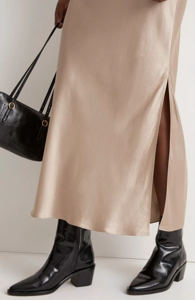 Shop Madewell Satin Slip Skirt In Matchstick