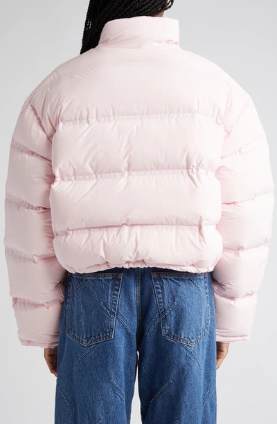 Shop Alexander Wang Reflective Logo Crop Down Puffer Coat In Light Pink