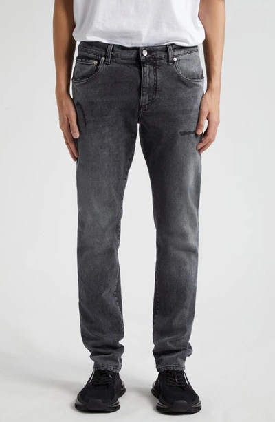 Shop Dolce & Gabbana Slim Fit Distressed Jeans In Dark Grey