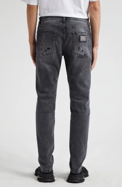 Shop Dolce & Gabbana Slim Fit Distressed Jeans In Dark Grey