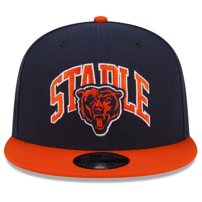 Shop New Era X Staple New Era Navy/orange Chicago Bears Nfl X Staple Collection 9fifty Snapback Adjustable Hat