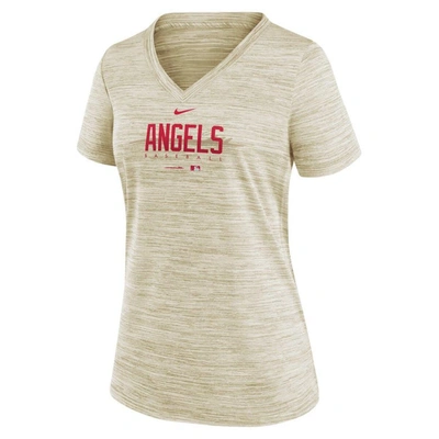 Shop Nike Cream Los Angeles Angels City Connect Velocity Practice Performance V-neck T-shirt