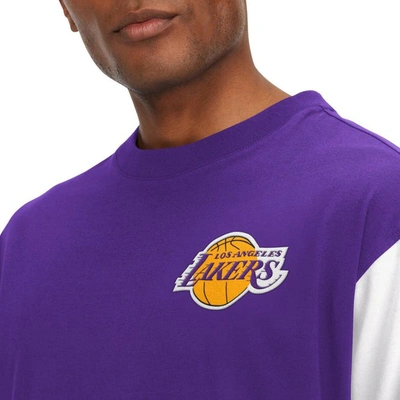 Shop Tommy Jeans Purple Los Angeles Lakers Richie Color Block Long Sleeve T-shirt In Black