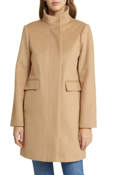 Sam Edelman Longline Wool Blend Coat In Camel