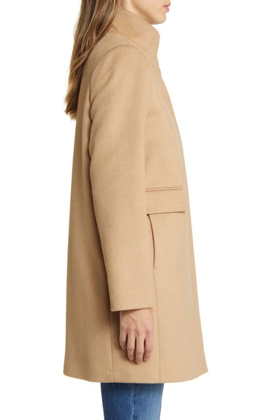 Sam Edelman Longline Wool Blend Coat In Camel