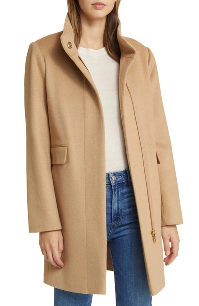 Sam Edelman Longline Wool Blend Coat In Camel